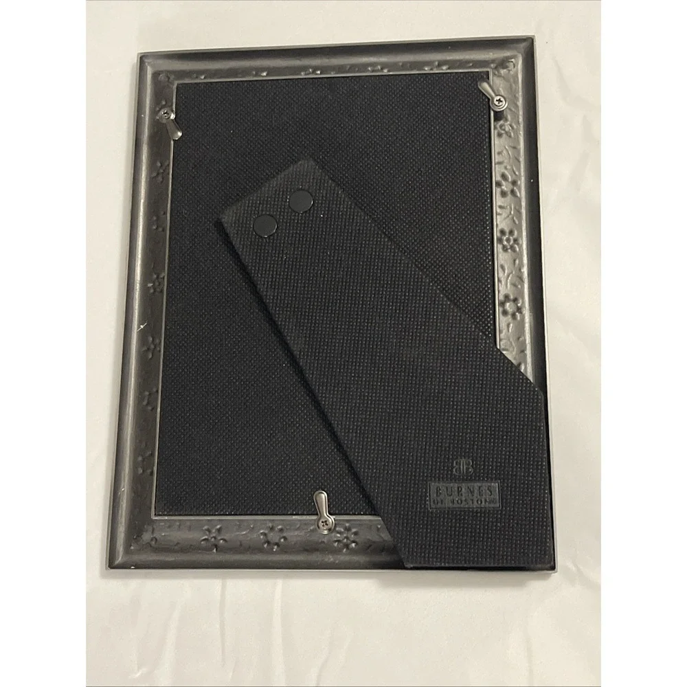 Burnes of Boston 5x7 Picture Frame Brushed Silver Pewter Look Floral Embossed‎